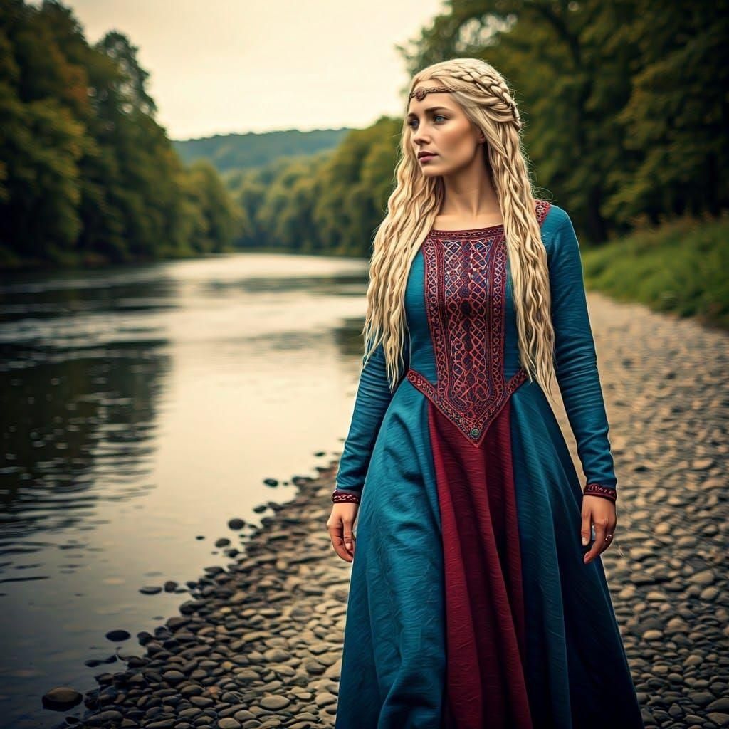 Germano-Celtic Goddess Walking Along the Riverbank