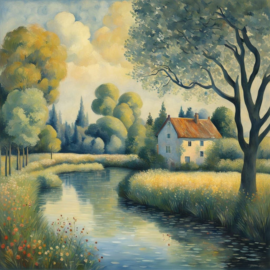 Landscape in Soft Impressionist Style