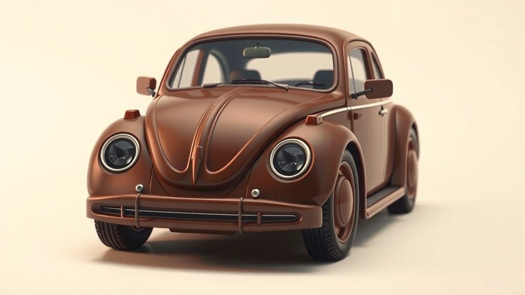 Chocolate Volkswagen Beetle in Whimsical, Hyper-Realistic St...