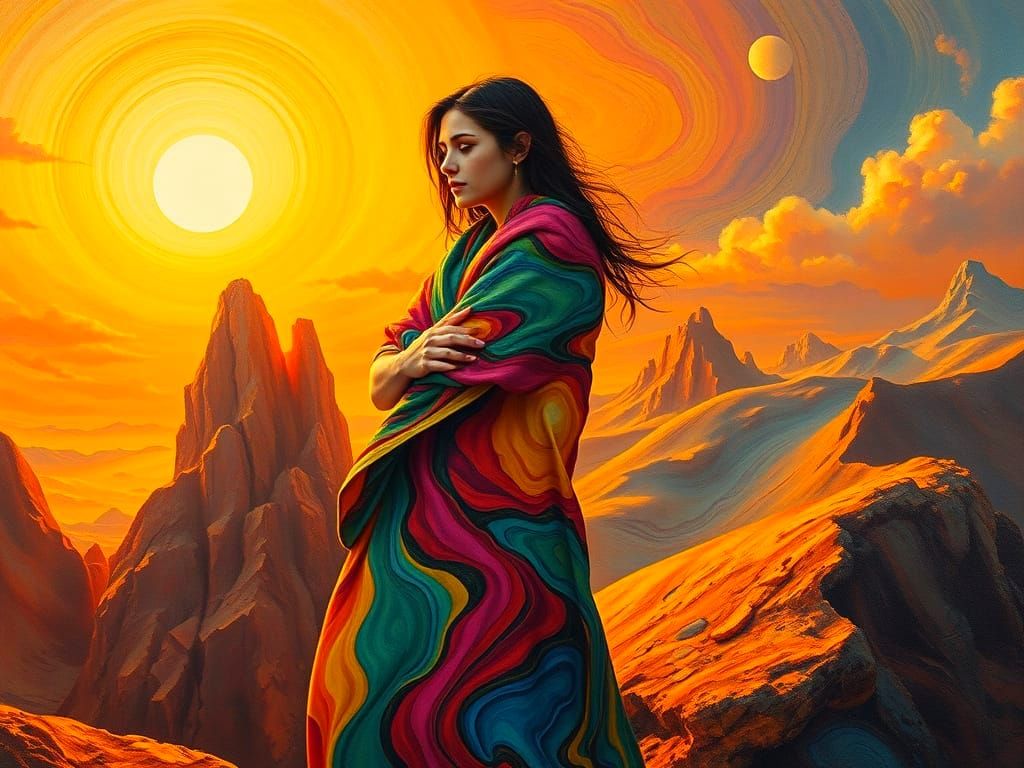 Surreal Melting Colors Evoke Inner Warmth as Oil Painting