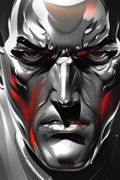 Destro Chrome Portrait by Rutkowski, Artgerm, and Mucha