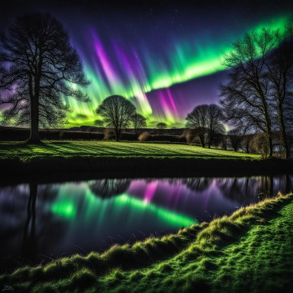 Yorkshire Northern Lights: Hyperrealistic Atmospheric Landsc...