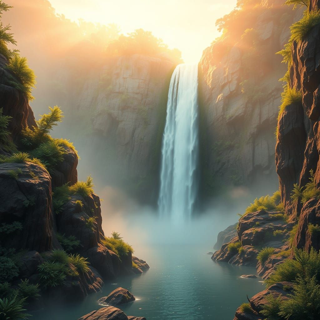 Surreal Canyon Oasis in Vibrant, Photorealistic Detail