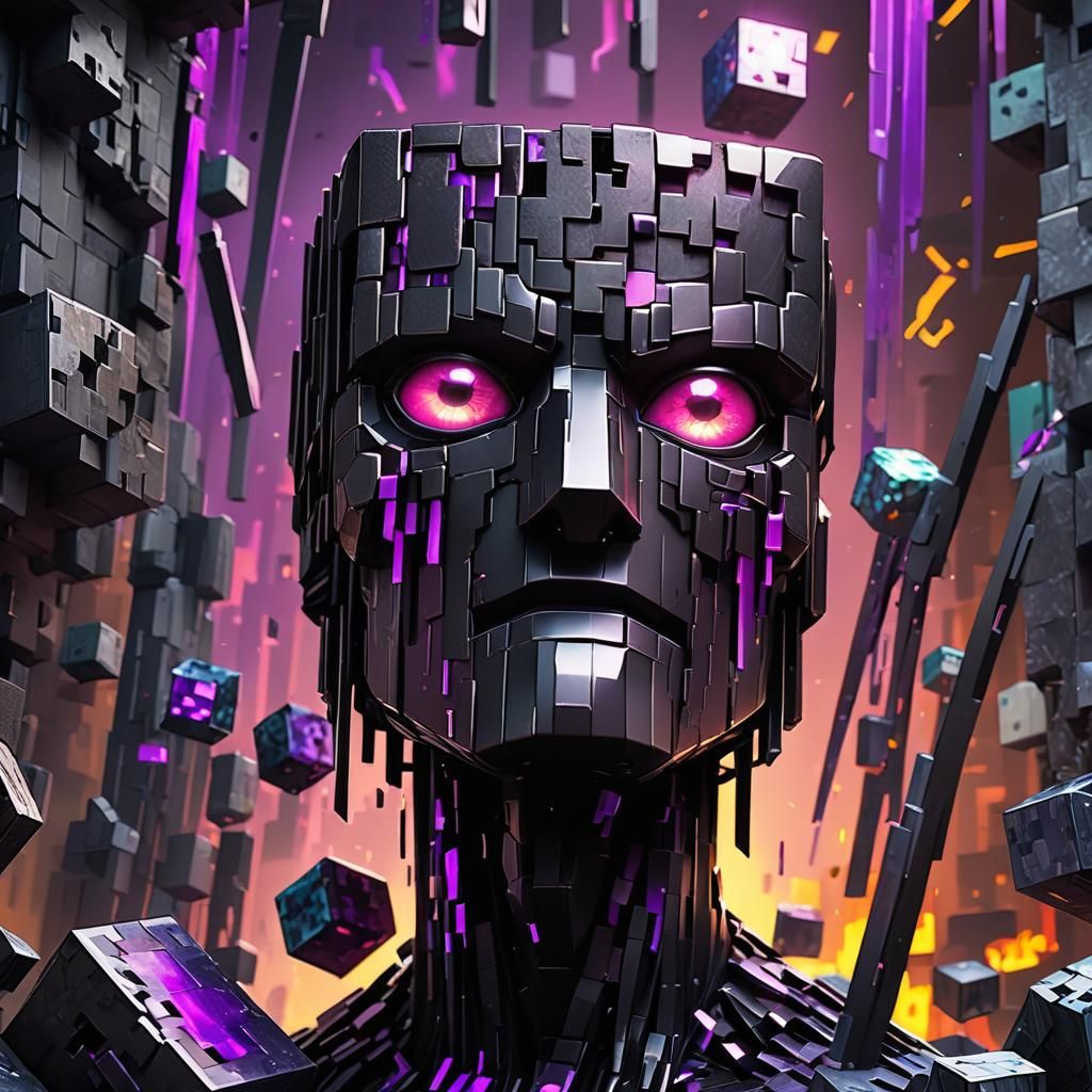 Hyperrealistic Minecraft Enderman Splash Art