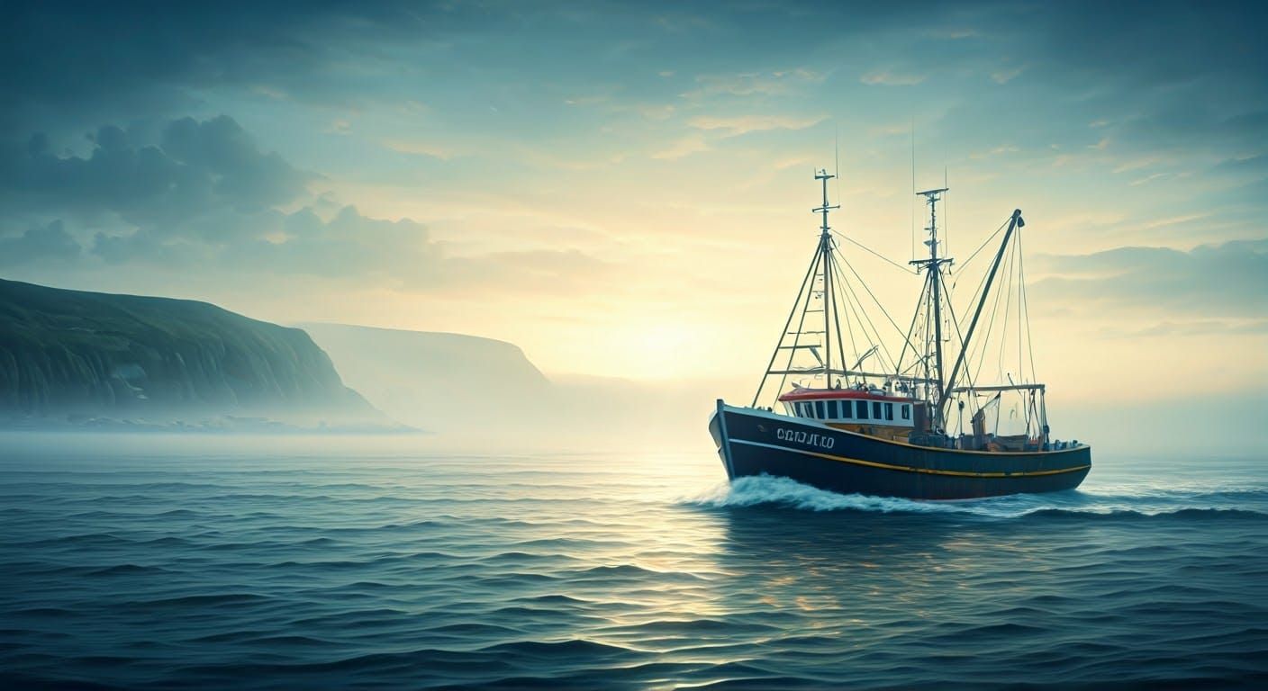 Northumbria Fishing Boat in Ethereal Fantasy Style