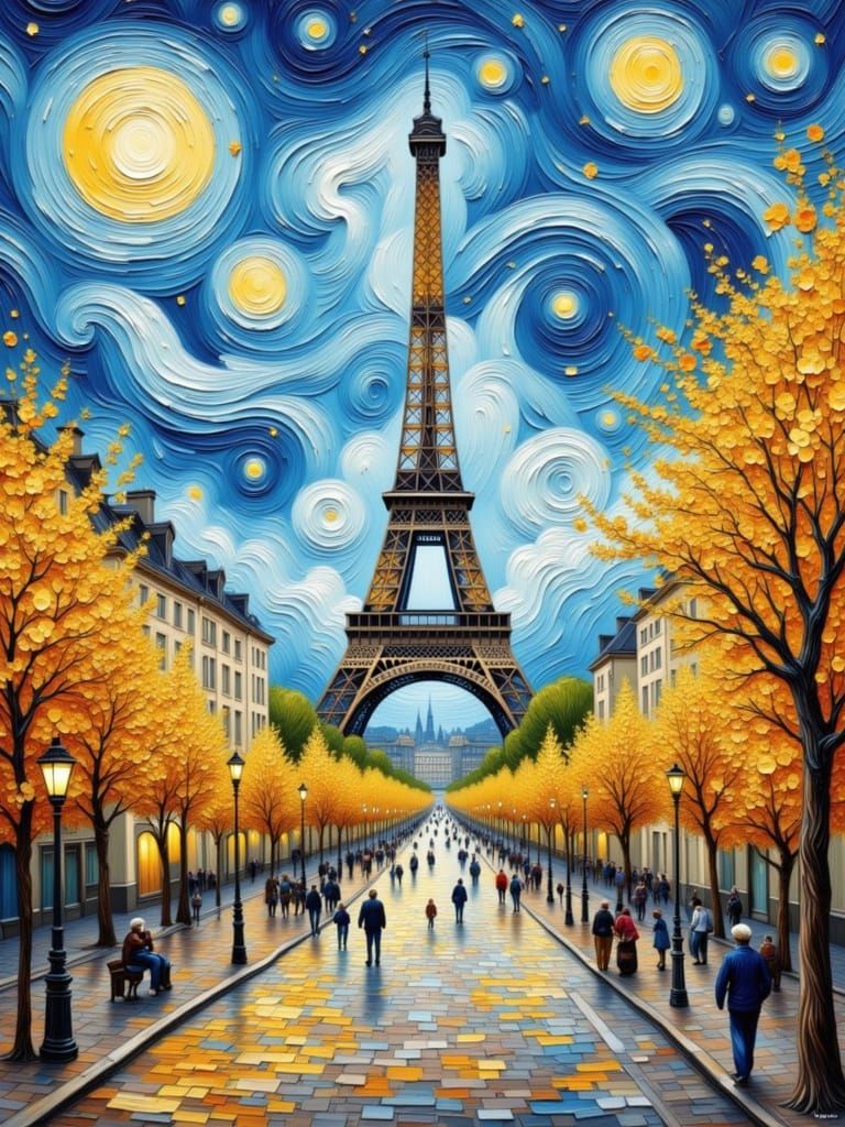 Paris in Van Gogh Style