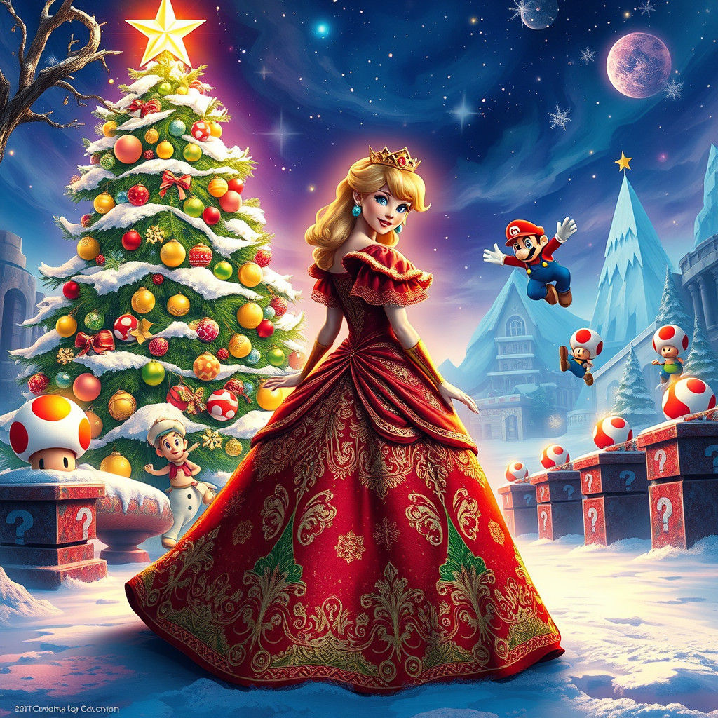 Princess Peach Celebrates Christmas: Graffiti Art Style
