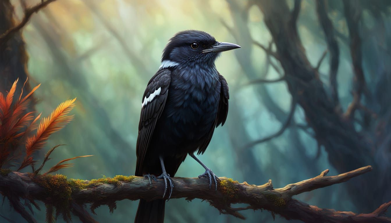 White-Winged Black Tyrant in Hyperrealistic Style