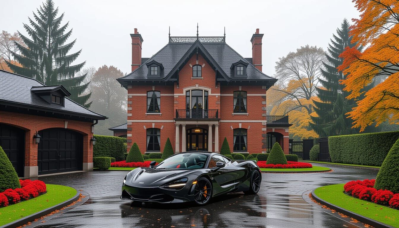 Victorian Chateau with McLaren in Misty Season