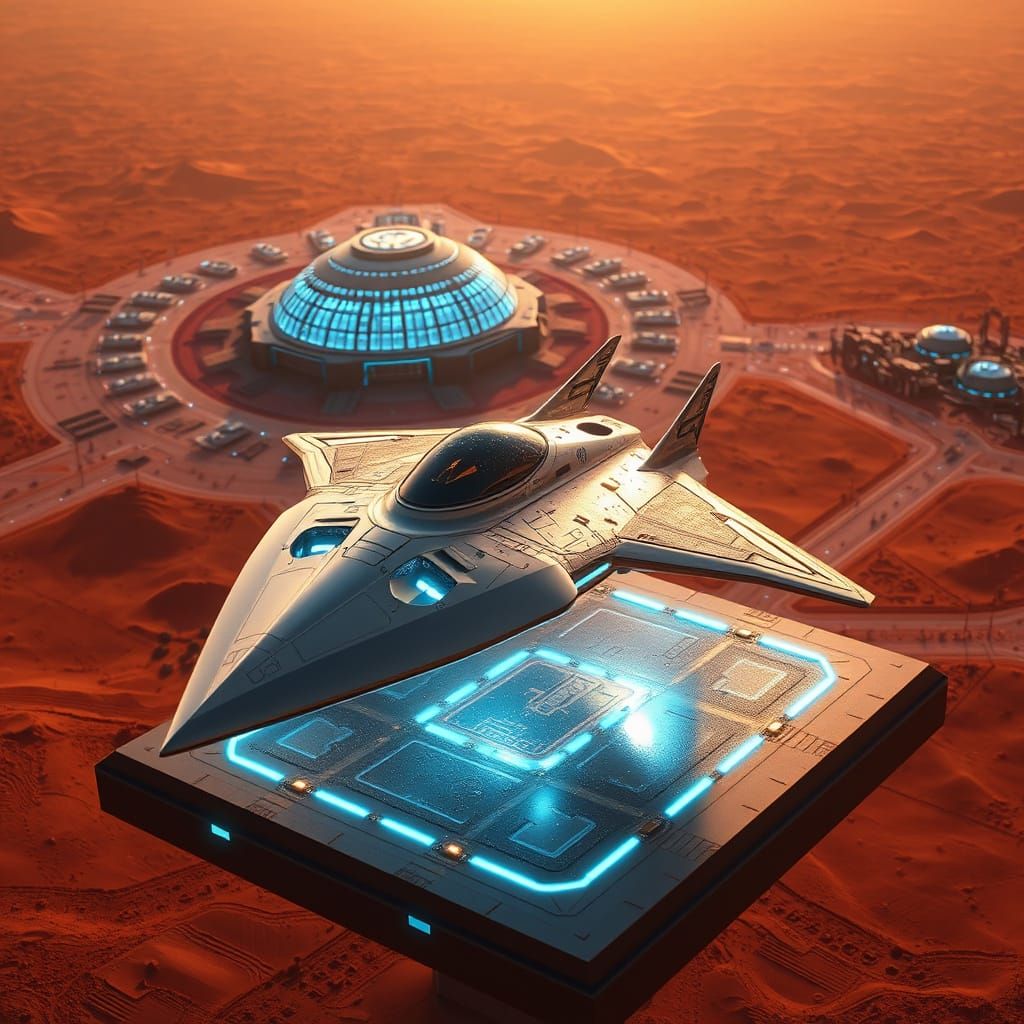 Sleek Spacecraft Lands on Red Planet