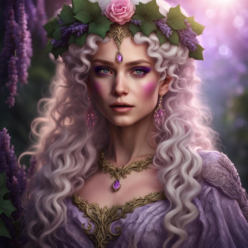 Lavender Elf in Regal Gown with Ivy Circlet