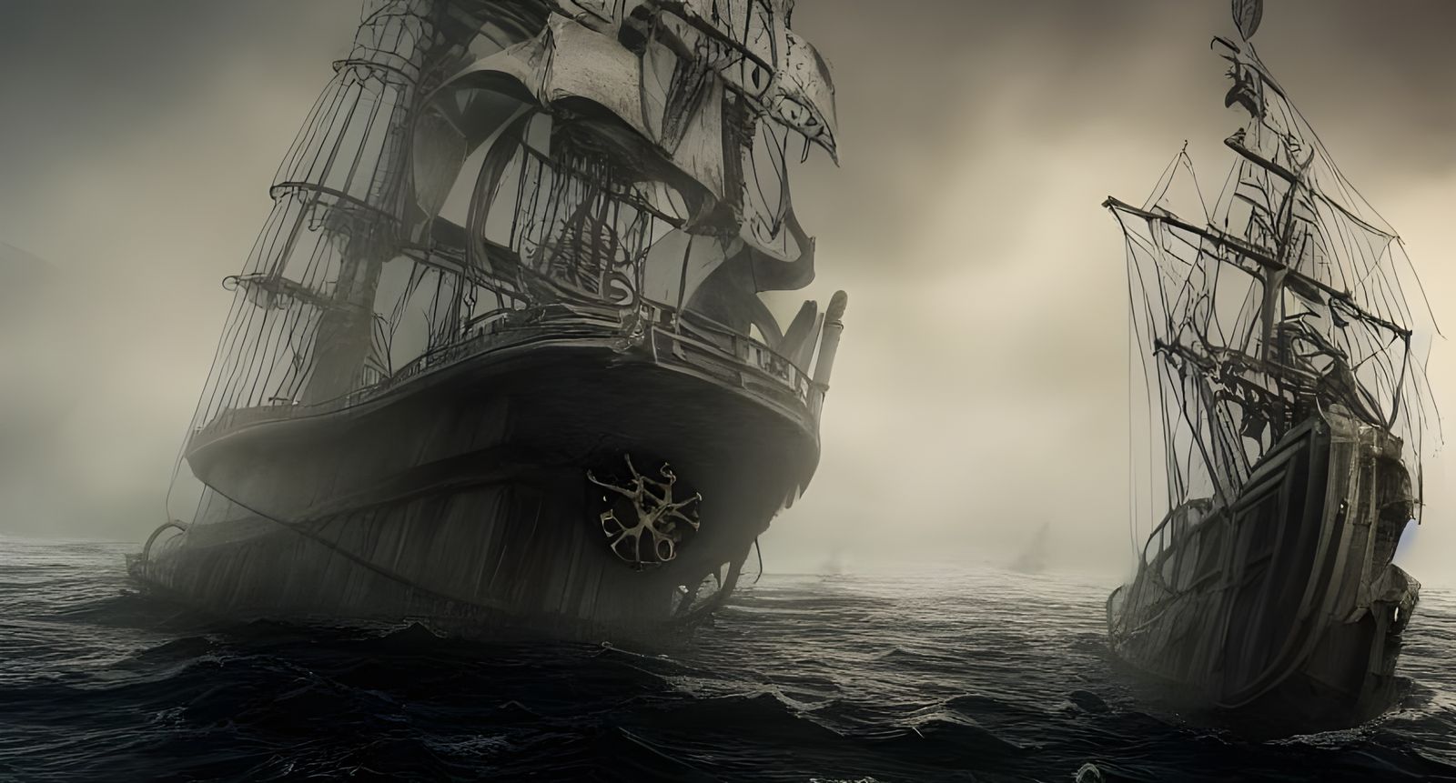 Eerie Pirate Ghost Ship in Hyper-Realistic Detail