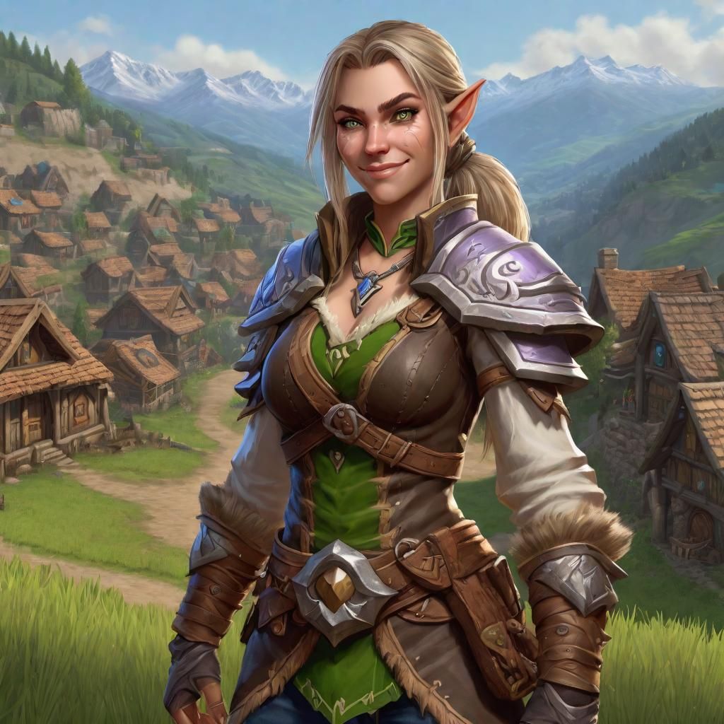 Halfling Ranger Portrait in Warcraft Style