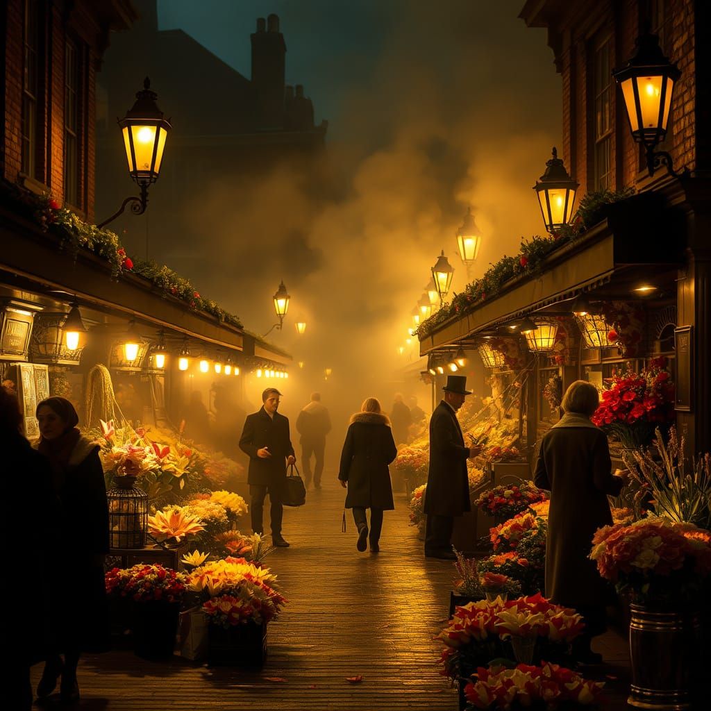 Victorian Night Market in Soft Golden Light