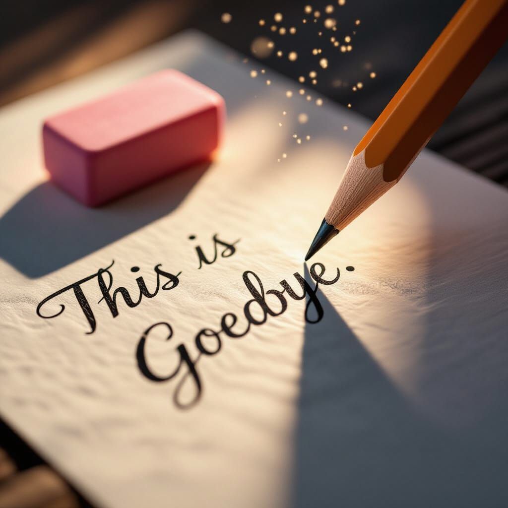Dramatic Pencil Writes Goodbye, Eraser Ready