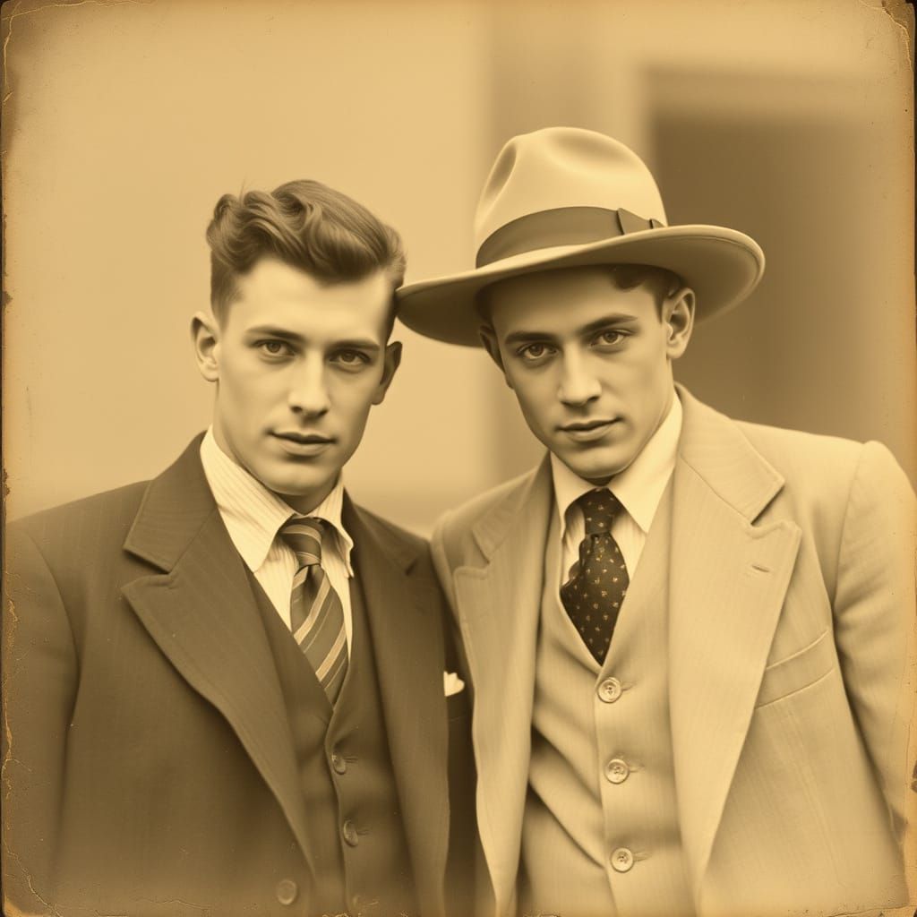 Vintage Gay Couple in Faded Photograph