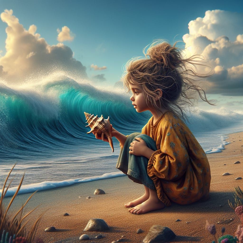 Heartwarming Beach Scene as Matte Painting