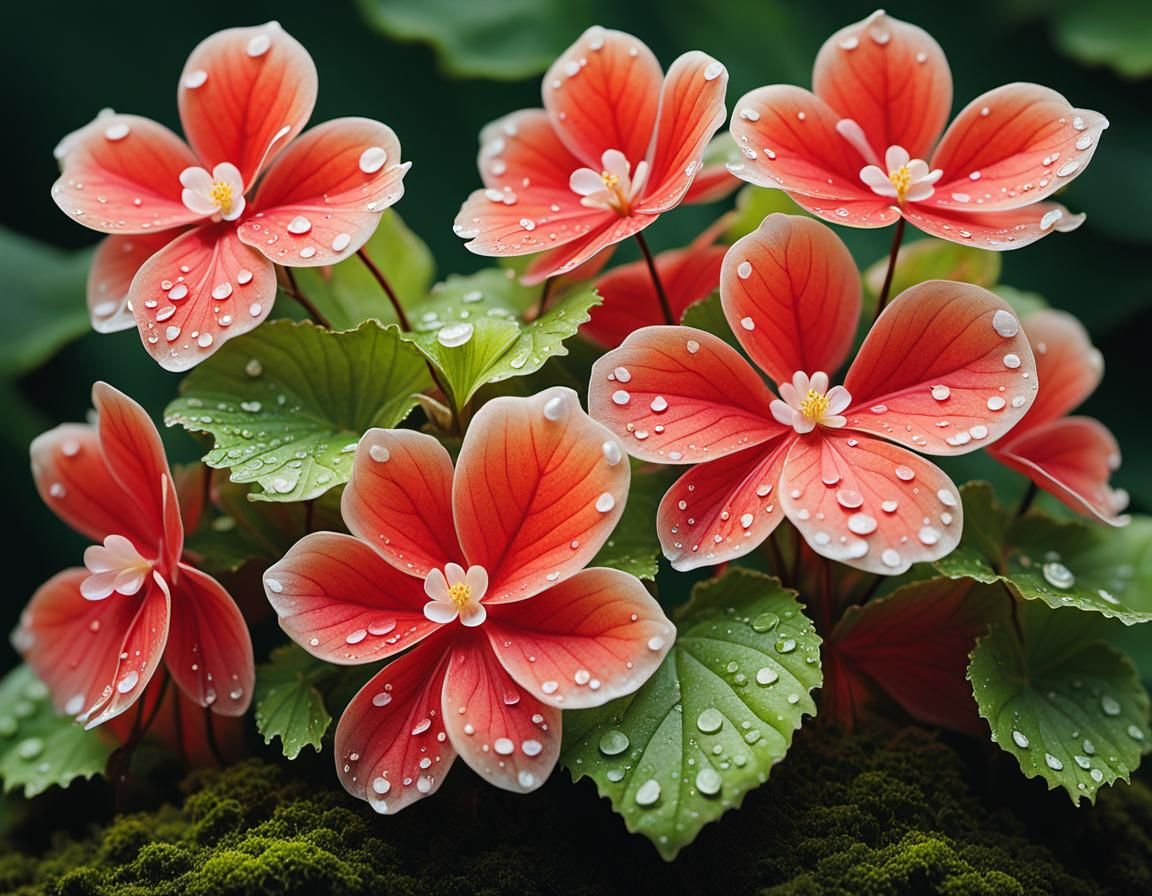 Begonia Moonlight Butterfly in Vibrant Oil Painting