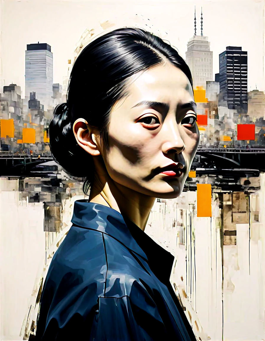 Surreal Portrait of a Modern Skinhead Woman in Leonardo da V...