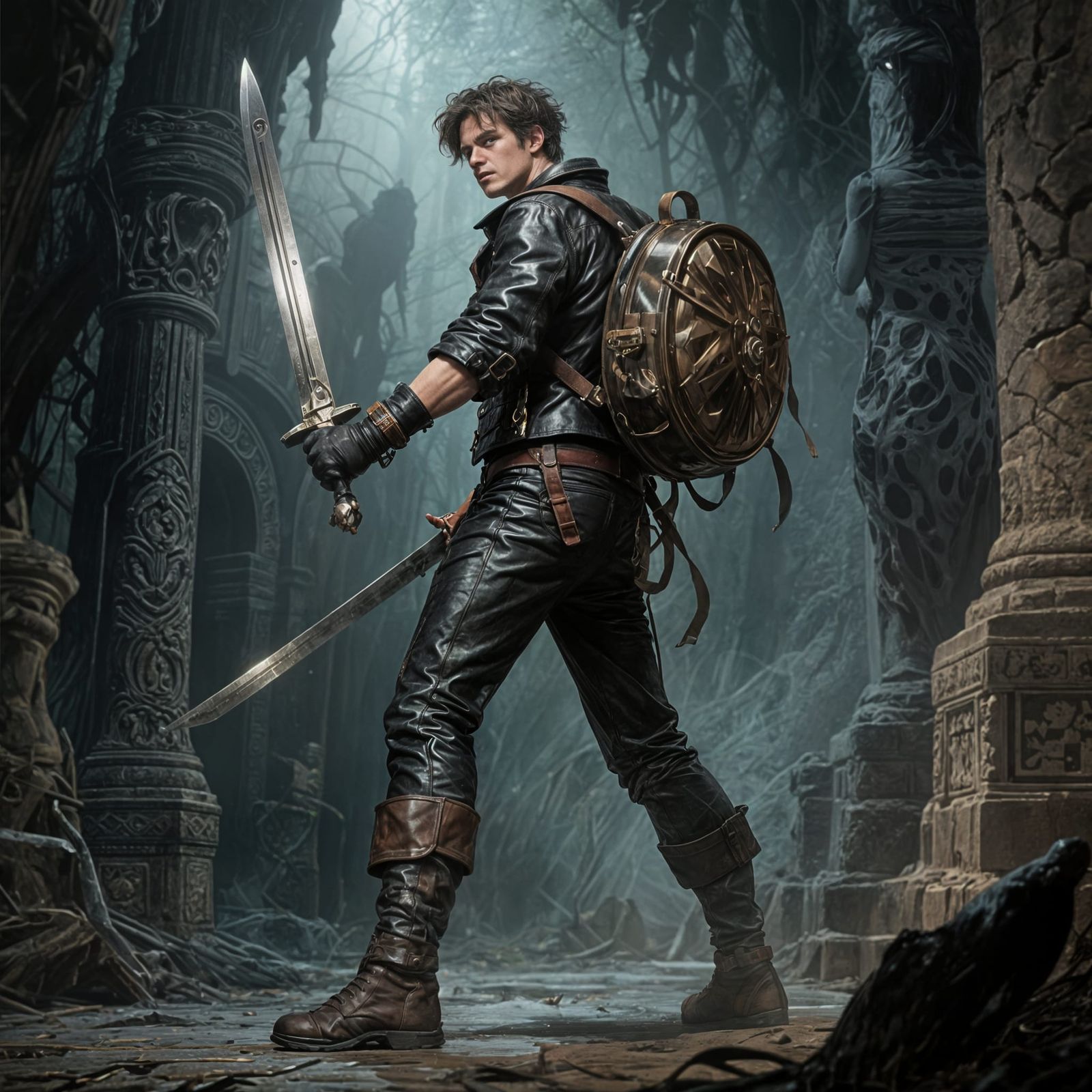 Adventurer in Leather Armor, Detailed Illustration