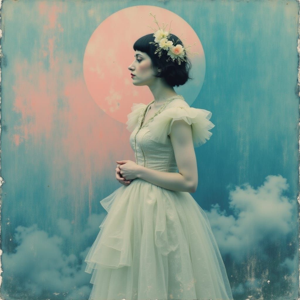 Androgynous Figure with Halo in Pastel Colors