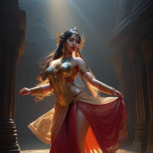 Indian Apsara Portrait in Dynamic Lighting