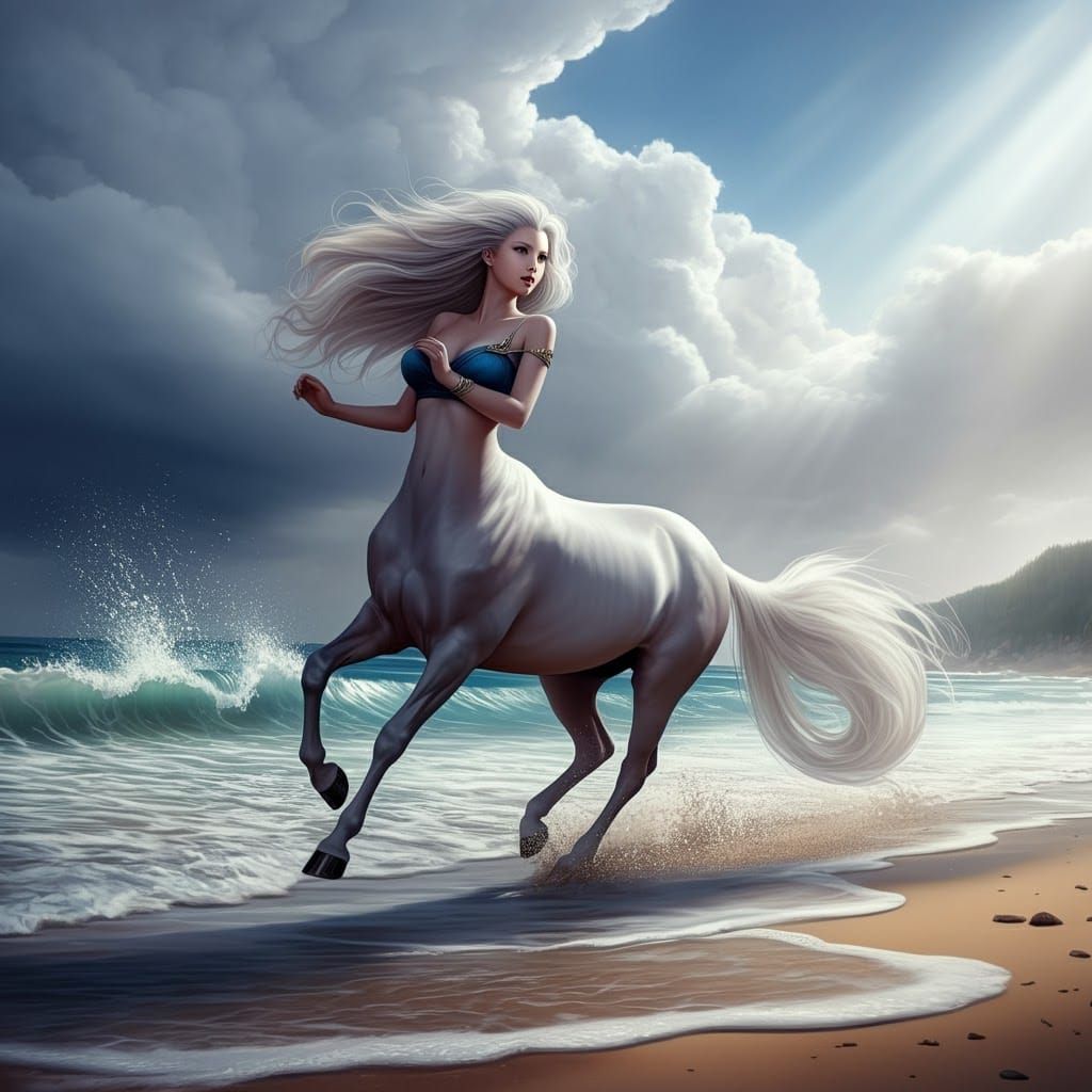 Female Centaur Beach Race in Sunlight