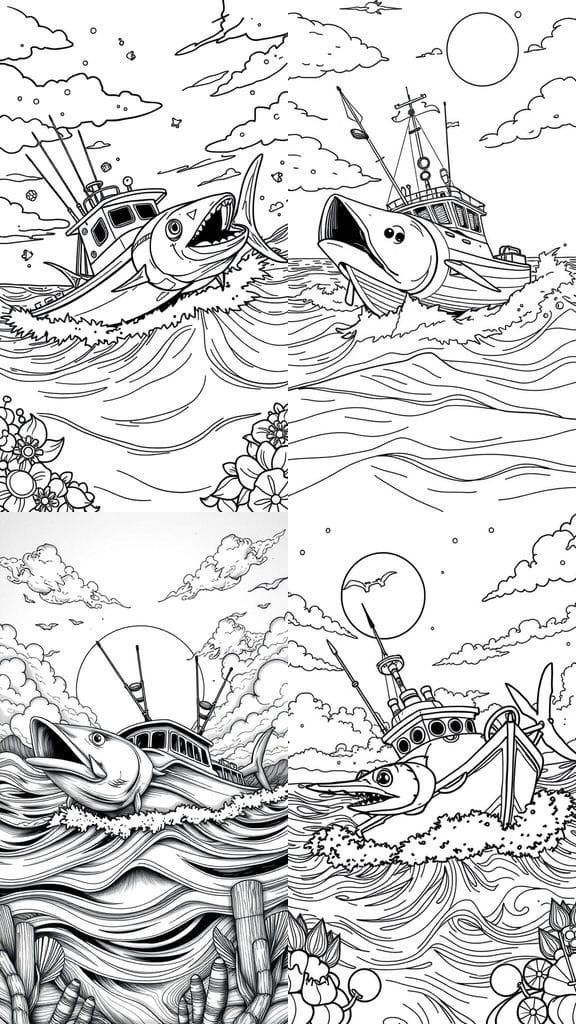 Ethereal Tuna Boat in Monochromatic Splendor