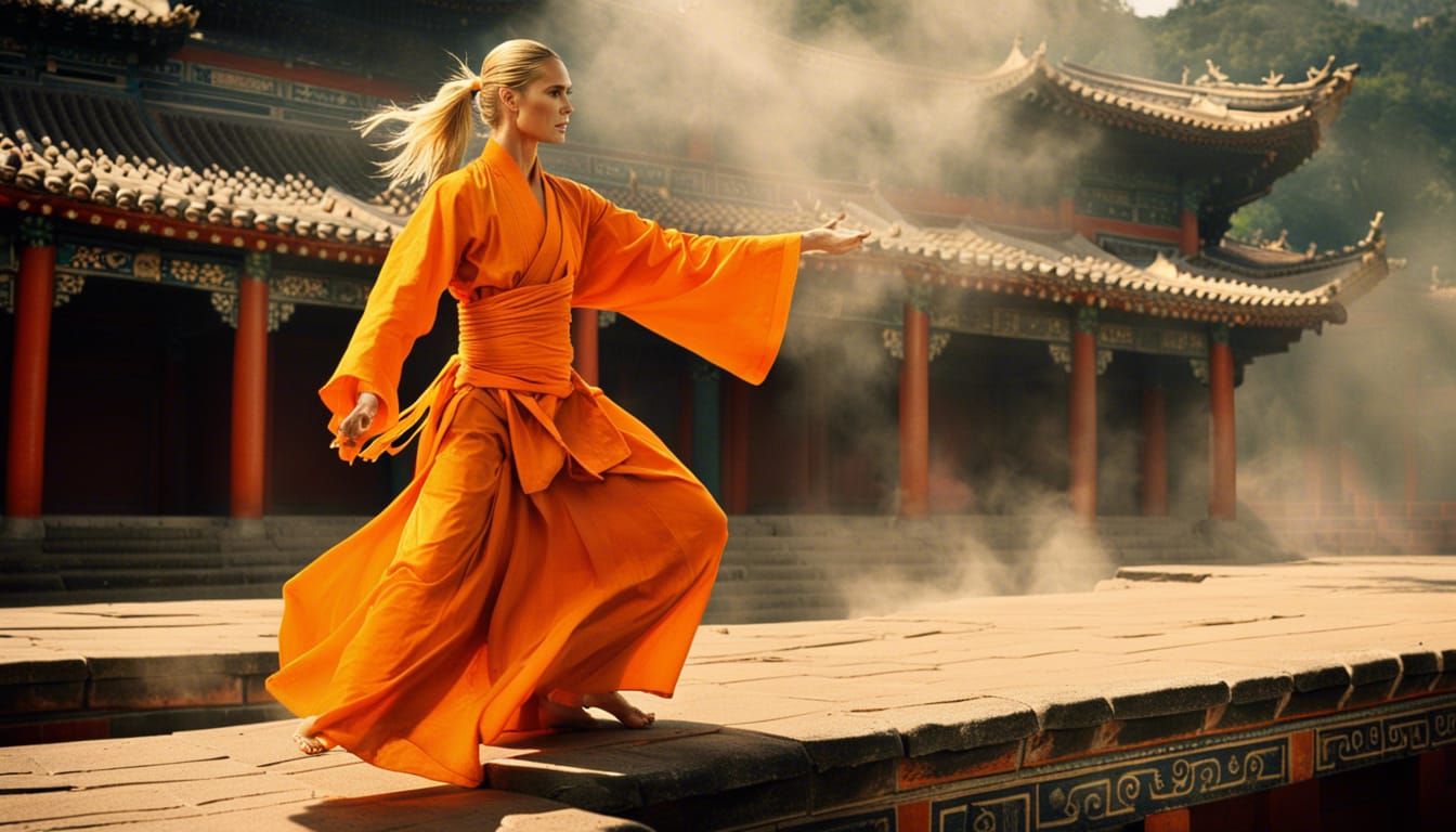 Kungfu High Mistress Heidi Klum, reciting Xiaohongquan Taolu...