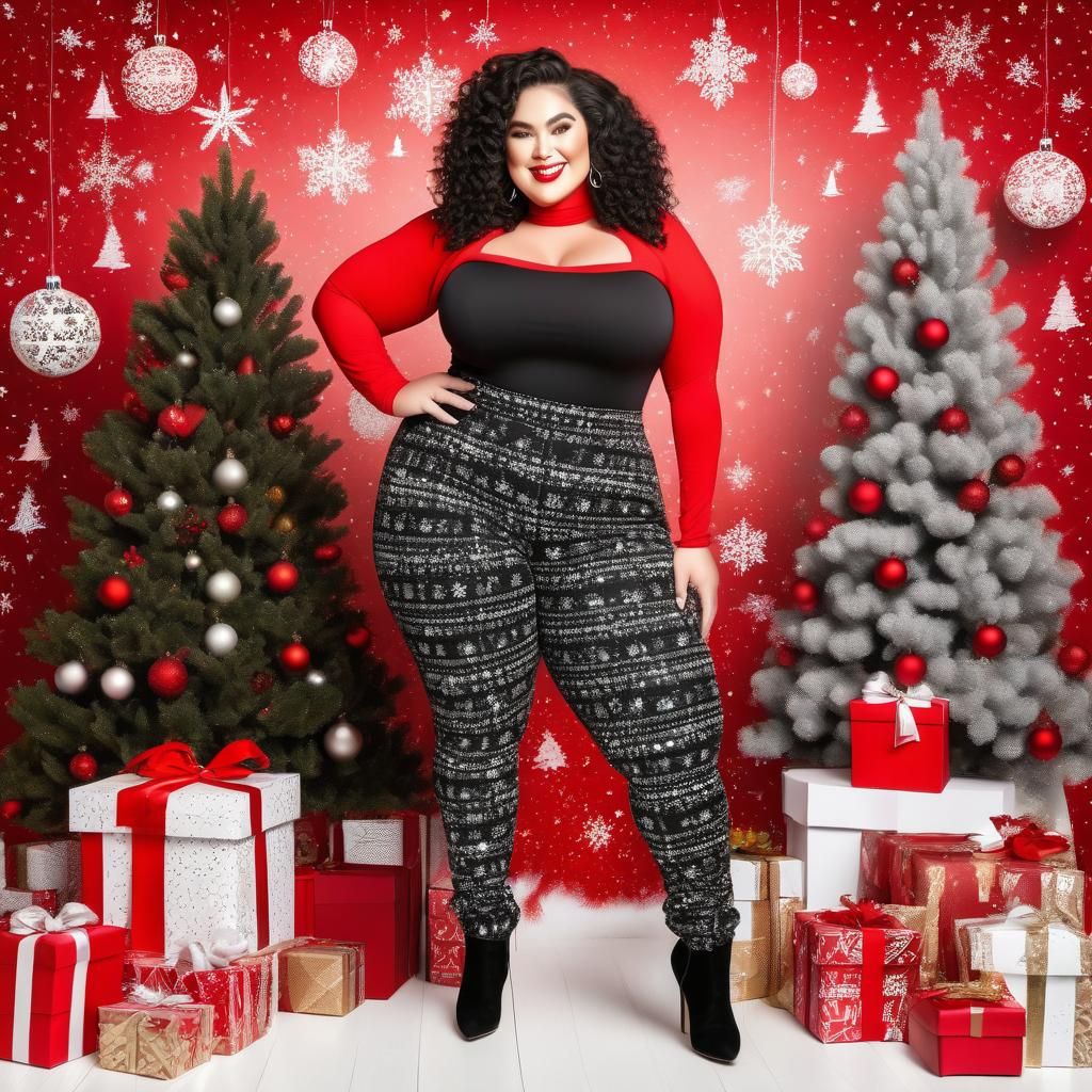 Curvy Woman Celebrates Christmas in Style