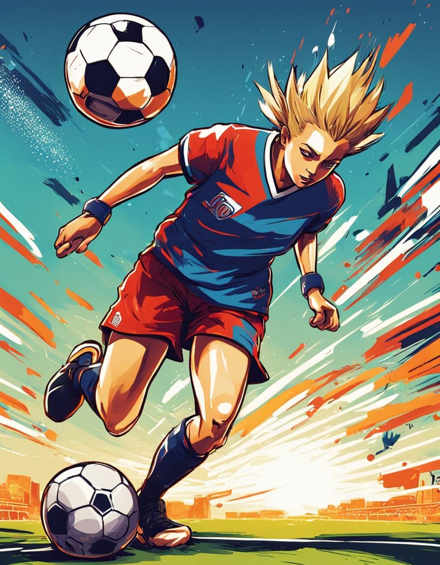 Anime Soccer Star with Mohawk in Manga Style
