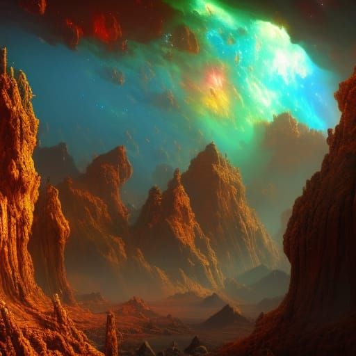 Explosive Colorful Universe in Dark Fantasy Art