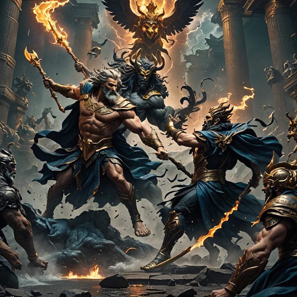 Zeus and Hades Clash: Fantasy Concept Art