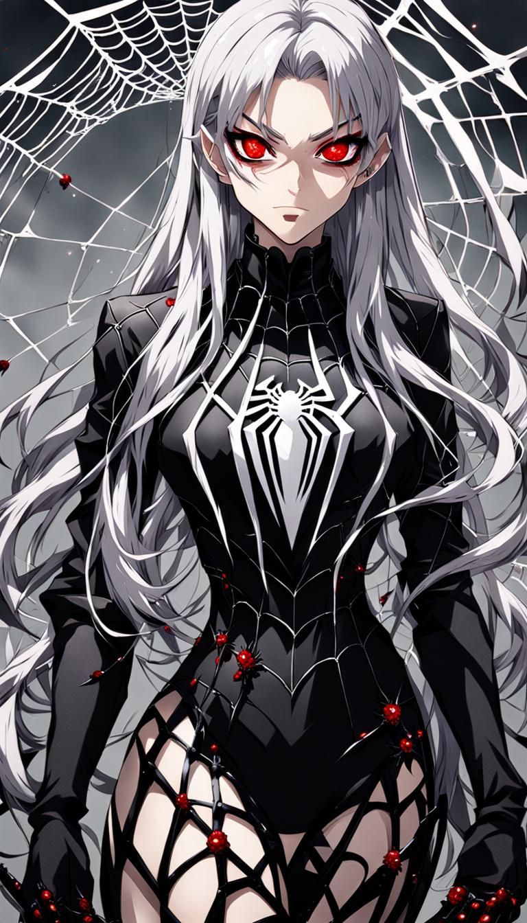 Anime Girl with Silver Hair and Red Eyes