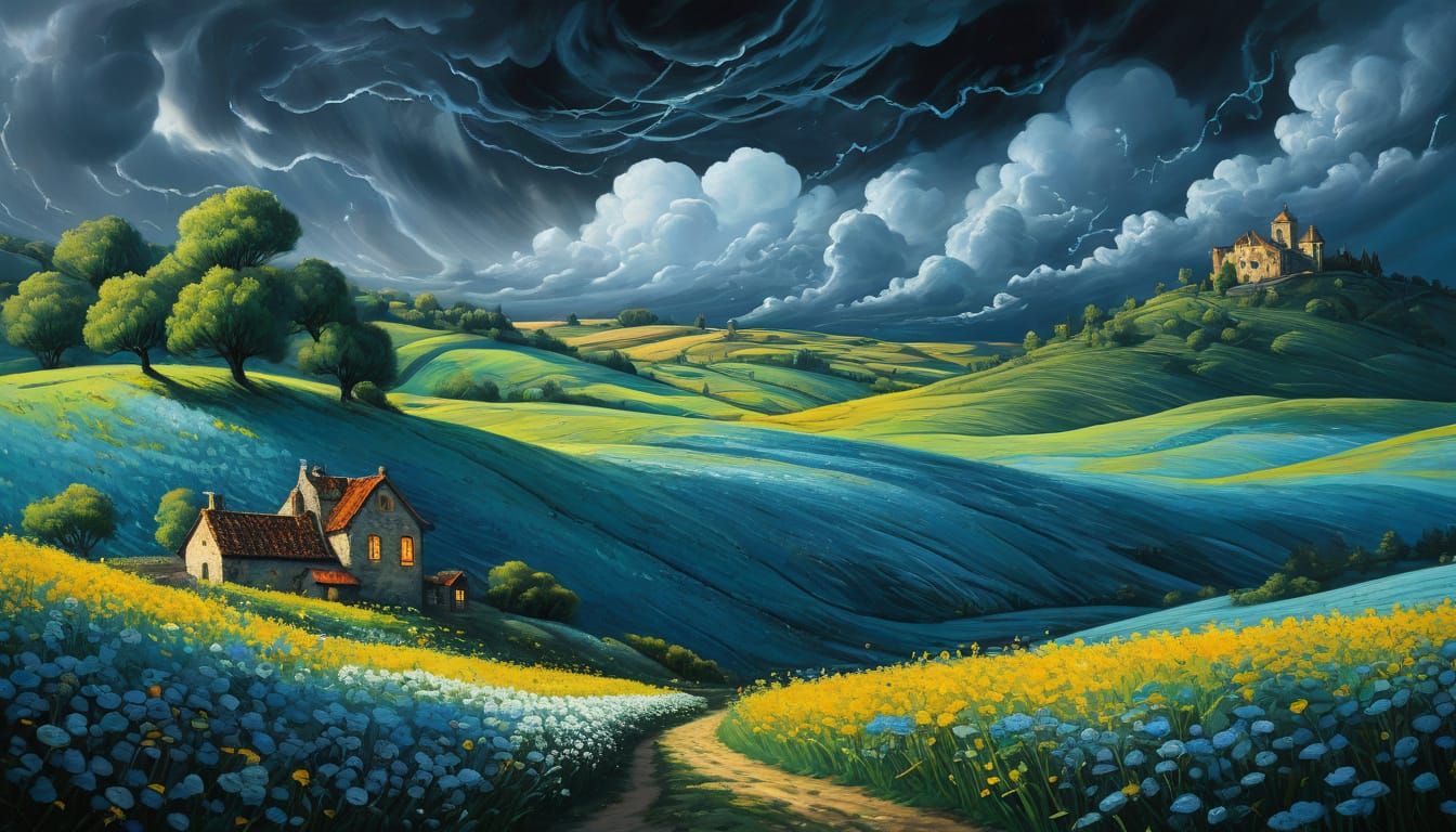 Ethereal Summer Dreamscapes in Vibrant Acrylic Colors