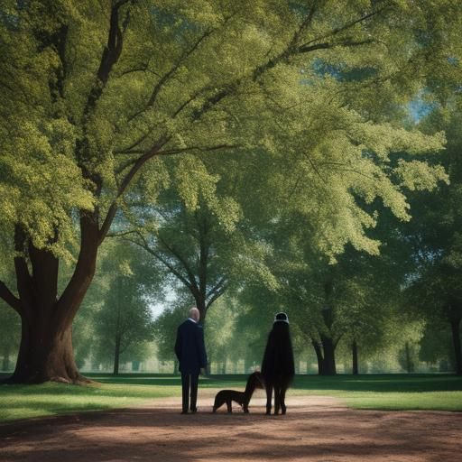 Borzoi Dogs in Park with Bokeh Lighting