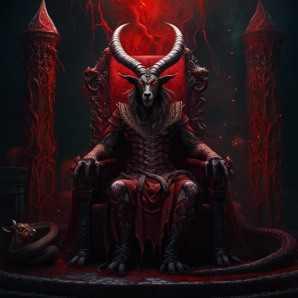 Devil Goat on Throne: Fantasy Concept Art