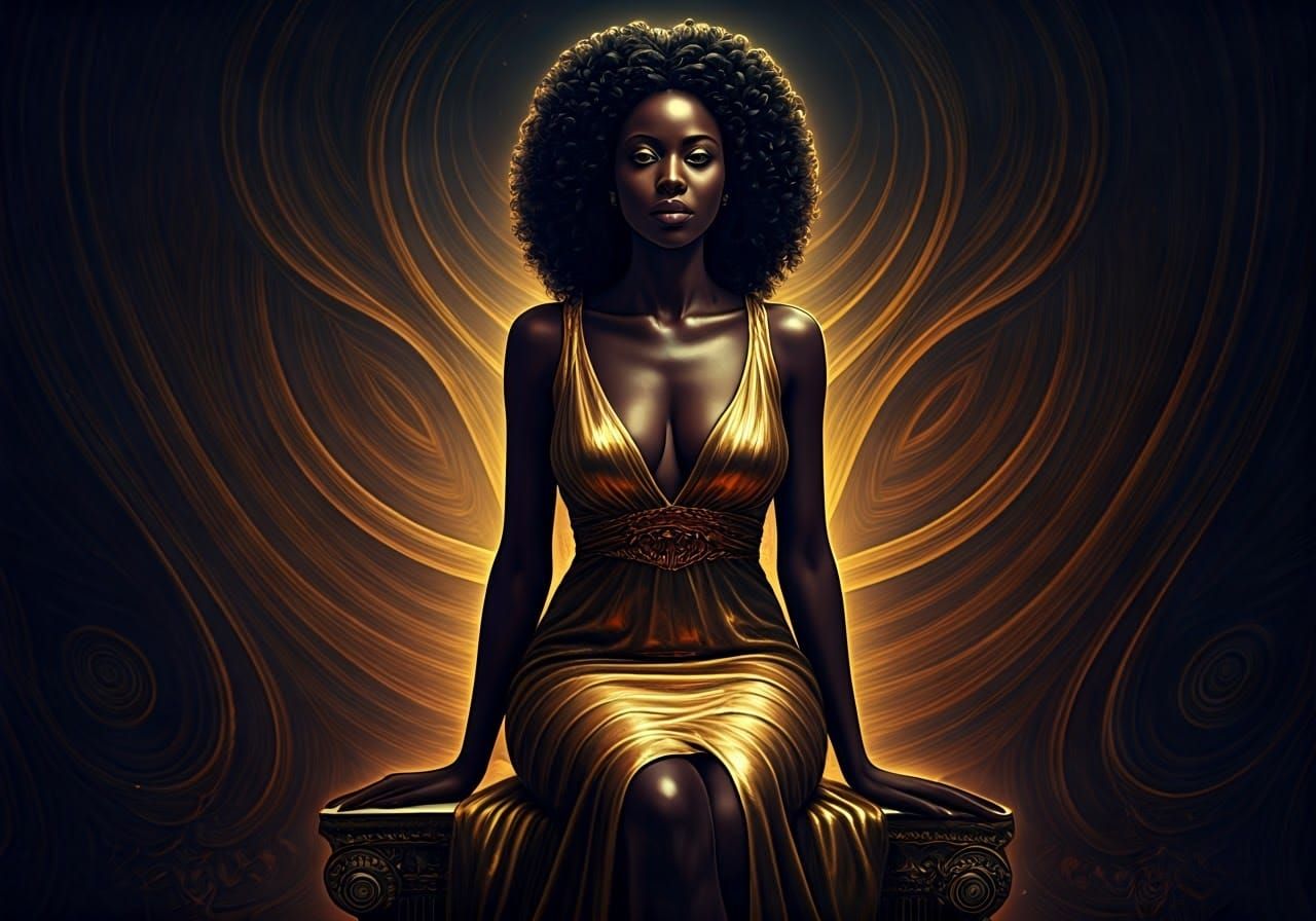 Epic Gold Goddess in Hyperrealistic Digital Art