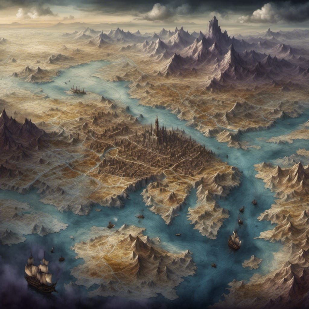 Dark Fantasy Battle Map with Cities in Unreal Engine