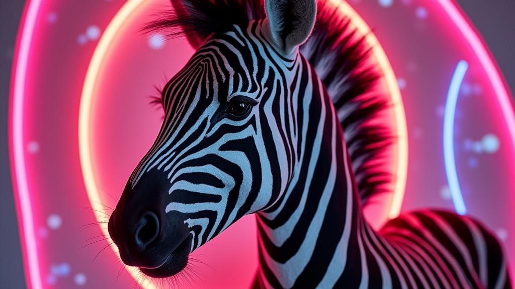 Vibrant Zebra with Ocelot Markings in Fluorescent Colors