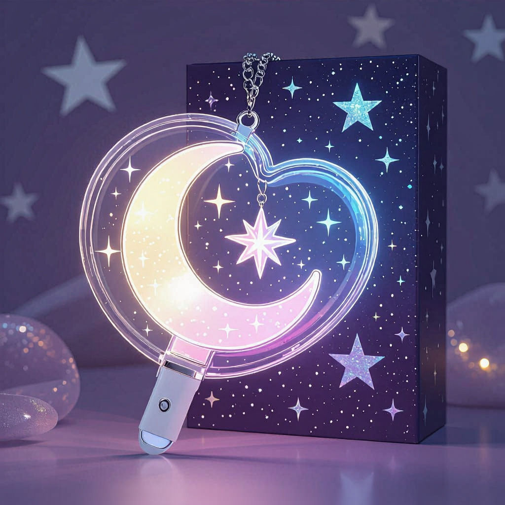 Celestial Astral K-Pop Lightstick with Moon and Star