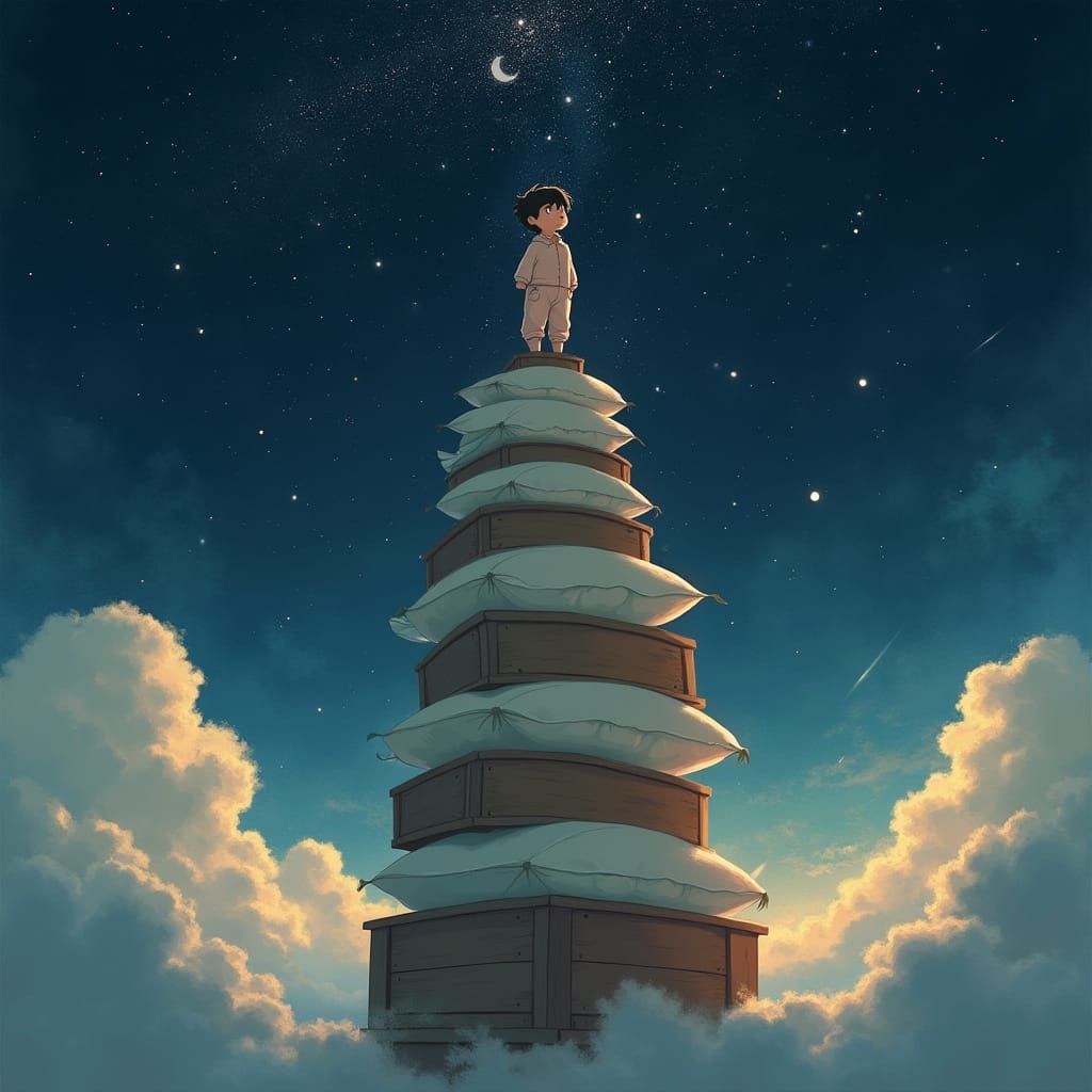 Nino Reaches for the Stars in a Dreamy, Whimsical Landscape