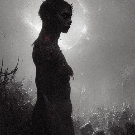 Horrific Cat-Person in Dark Fantasy Style