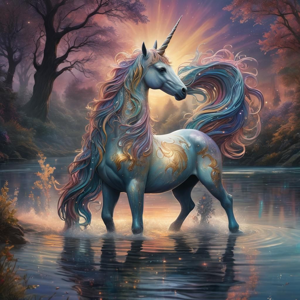 Cosmic Unicorn Astral Illustration in Visionary Art