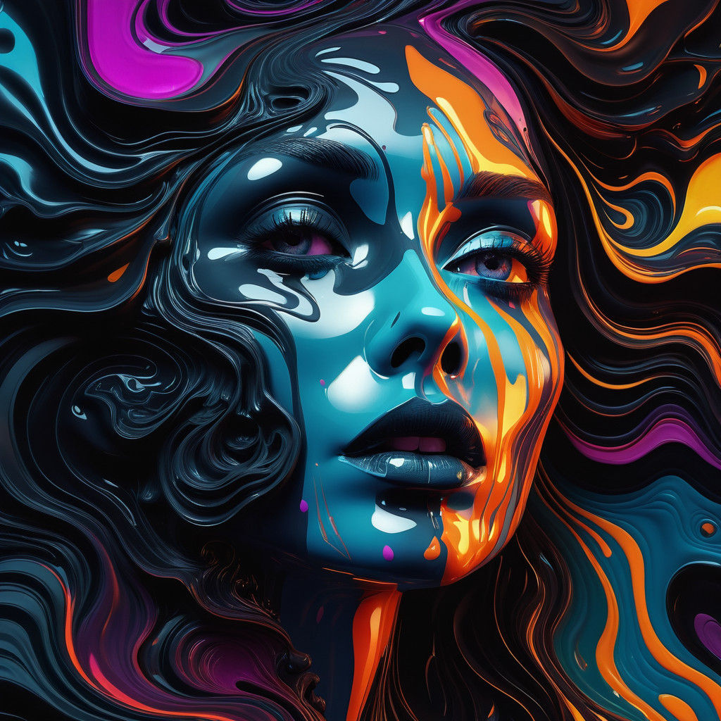 Dada Surrealism Masterpiece with Melting Features and Ornate...