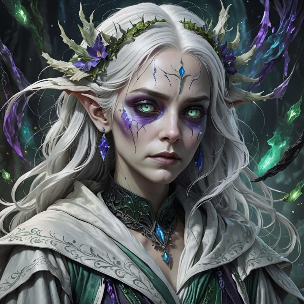 Gothic Changeling with White Hair as Matte Painting