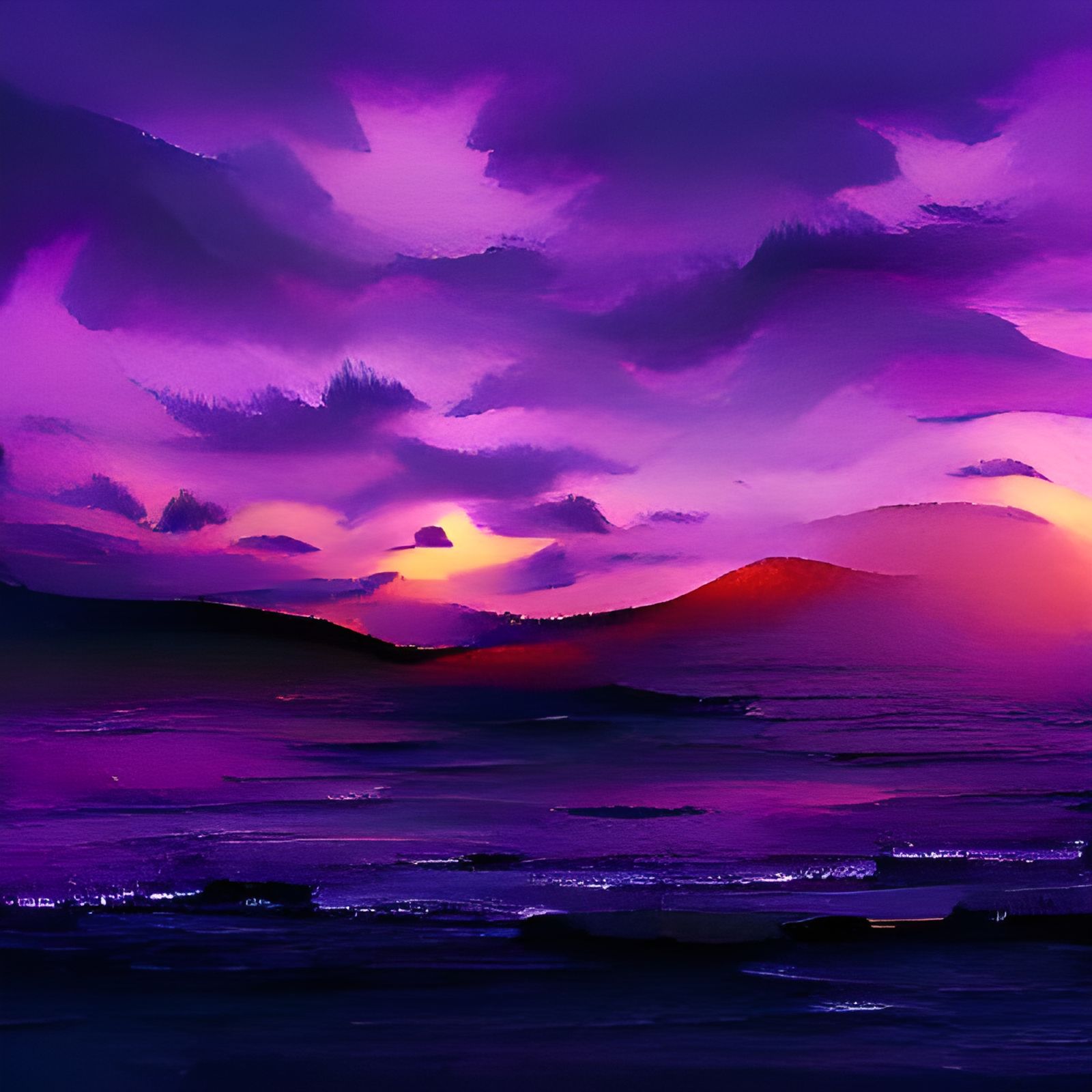 Vibrant Purple Sunset AI Image
