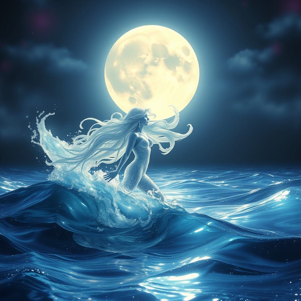 Glowing Mermaid Erupts from the Ocean in a Kaleidoscope of C...