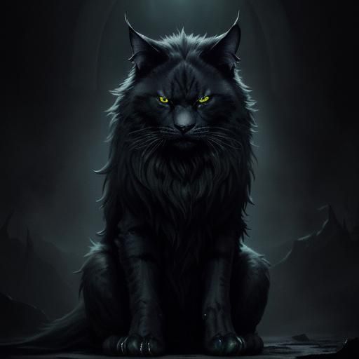 Towering Feline Monster in Dark Fantasy Style