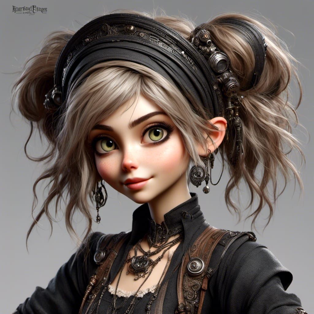 Cheerful Cyberpunk Nun with Spiky Hair